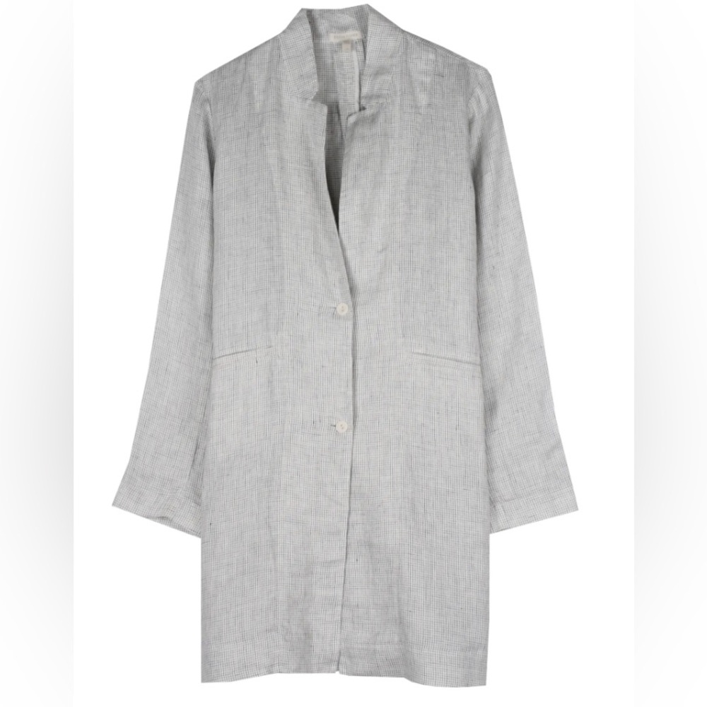 EILEEN FISHER Organic Linen Lightweight Long Jacket M/M. Worn once, flawless.